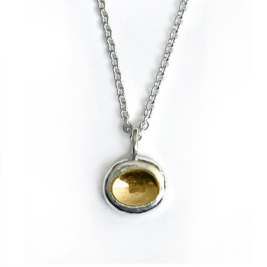 Concave Pendant, Fine and sterling silver with 24ct gold