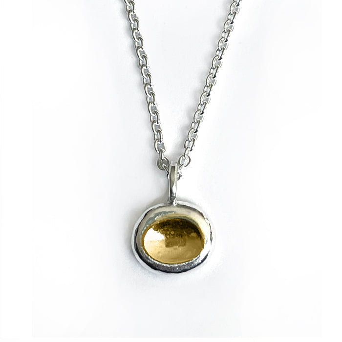 Concave Pendant, Fine and sterling silver with 24ct gold 