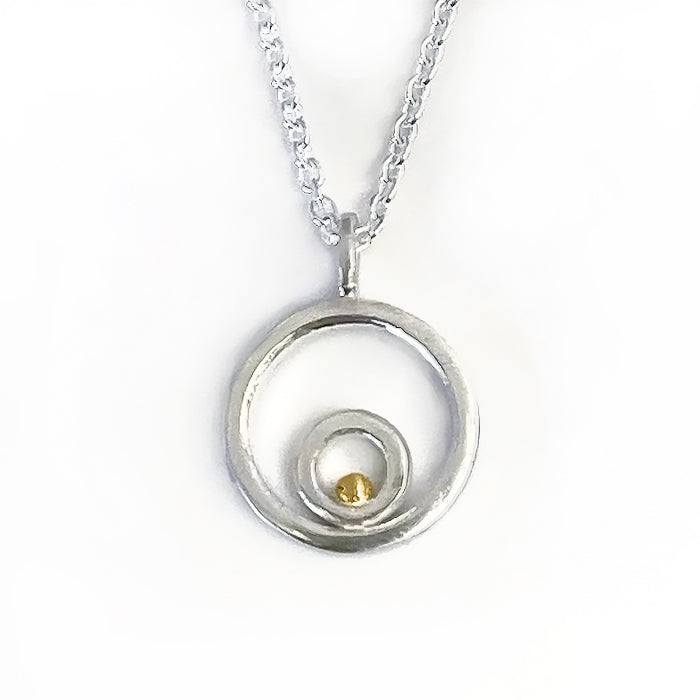 Sterling silver pendant with 22ct gold ball