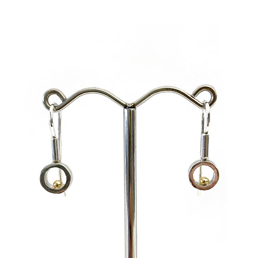 Sterling silver earrings with 22ct gold ball